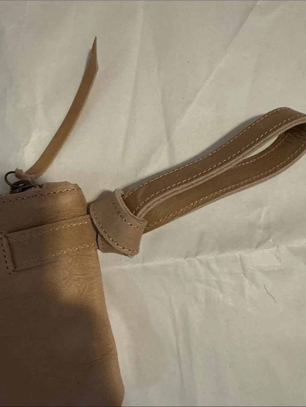 Able Tan Leather Wristlet with Strap